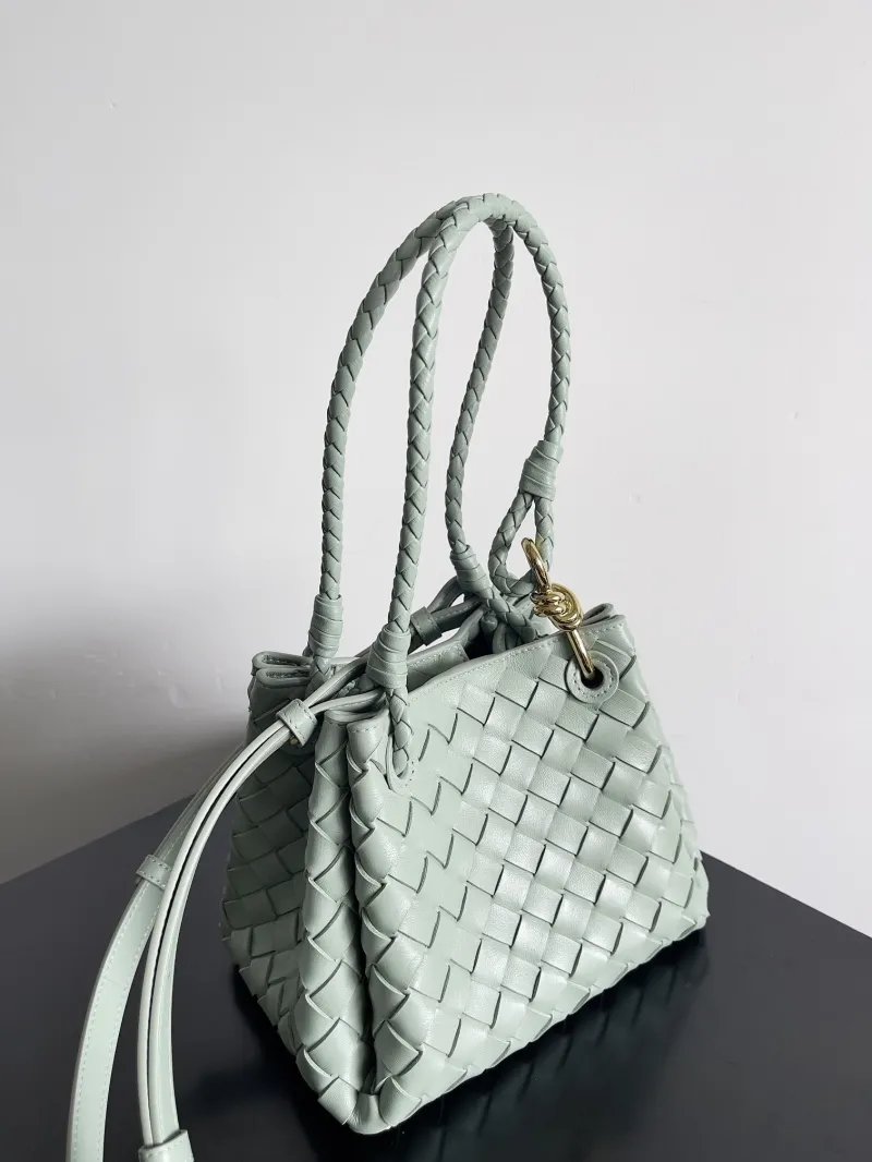 Bottega Veneta Mint Green Woven Top Handle Bag - Image 4