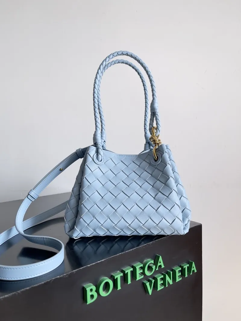 Bottega Veneta Light Blue Woven Top Handle Bag