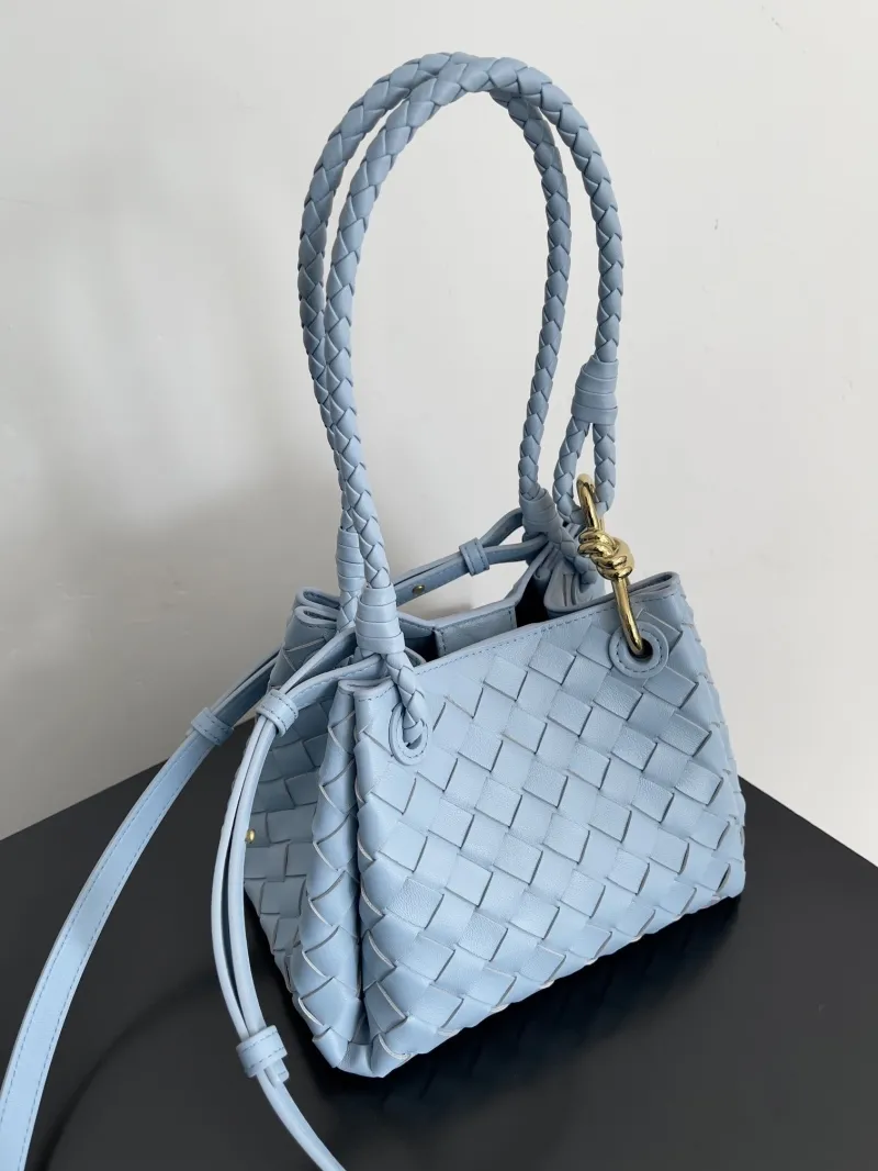 Bottega Veneta Light Blue Woven Top Handle Bag - Image 4