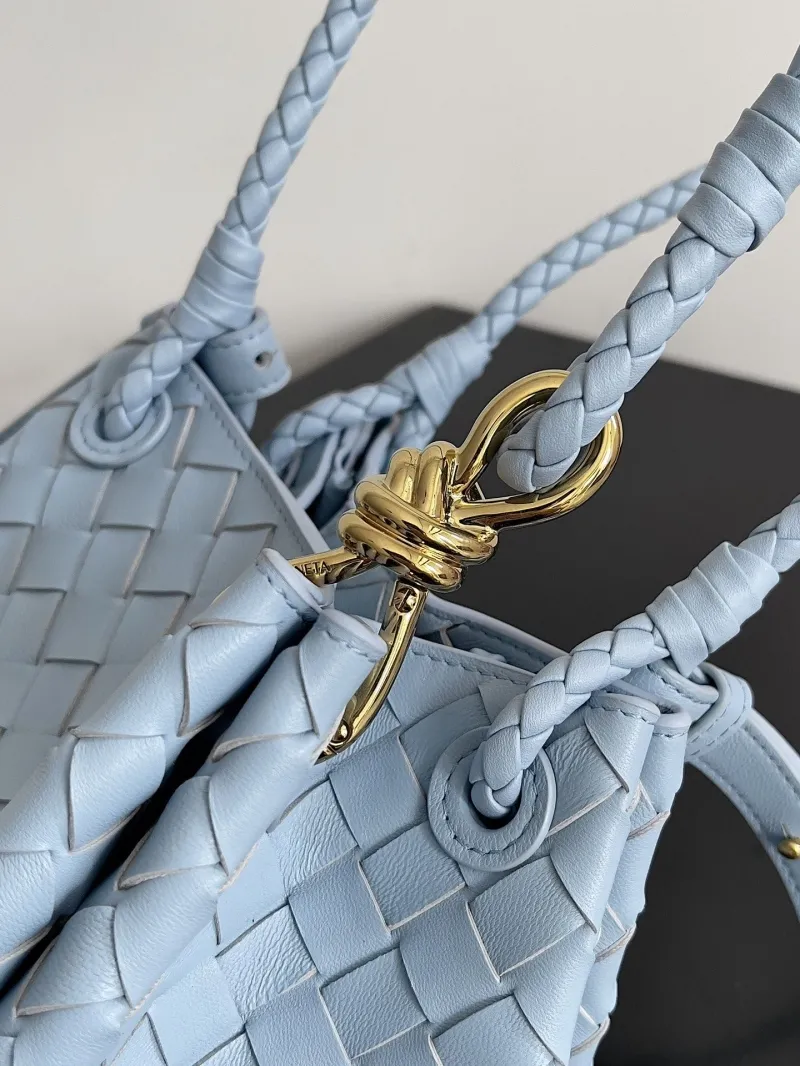 Bottega Veneta Light Blue Woven Top Handle Bag - Image 8