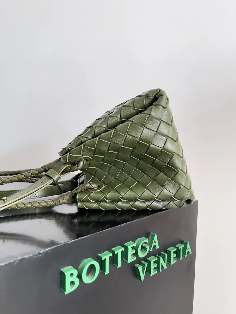 Alternative view of Bottega Veneta Olive Green Woven Leather Top Handle Bag