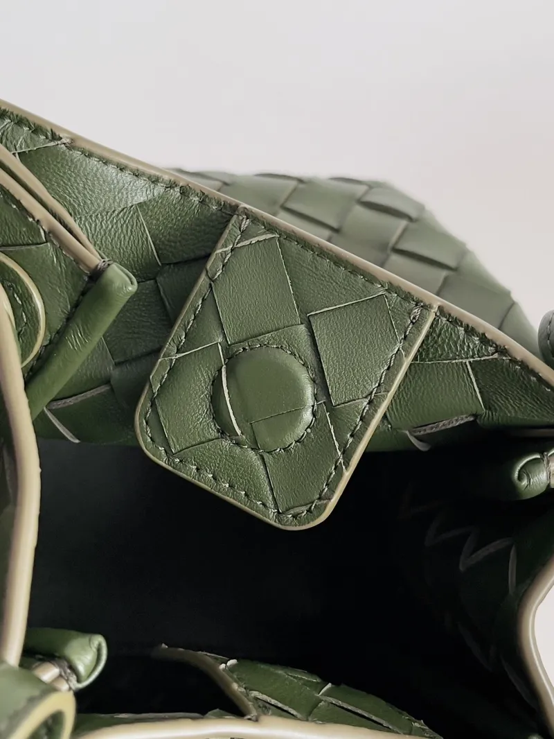 Bottega Veneta Olive Green Woven Leather Top Handle Bag - Image 6