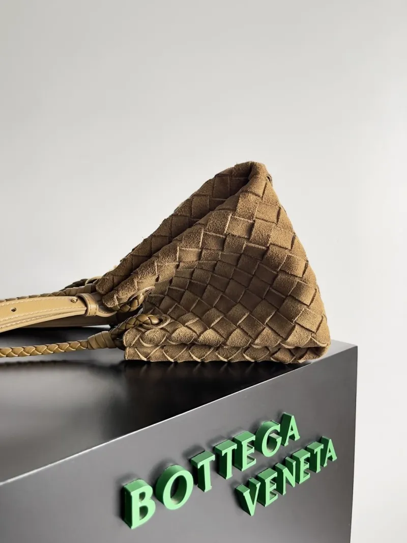 Alternative view of Bottega Veneta Tan Suede Intrecciato Top Handle Crossbody Bag