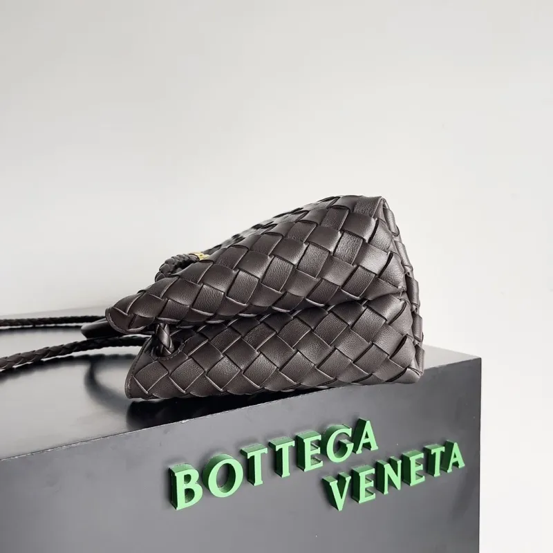Alternative view of Bottega Veneta Dark Brown Woven Leather Top Handle Bag