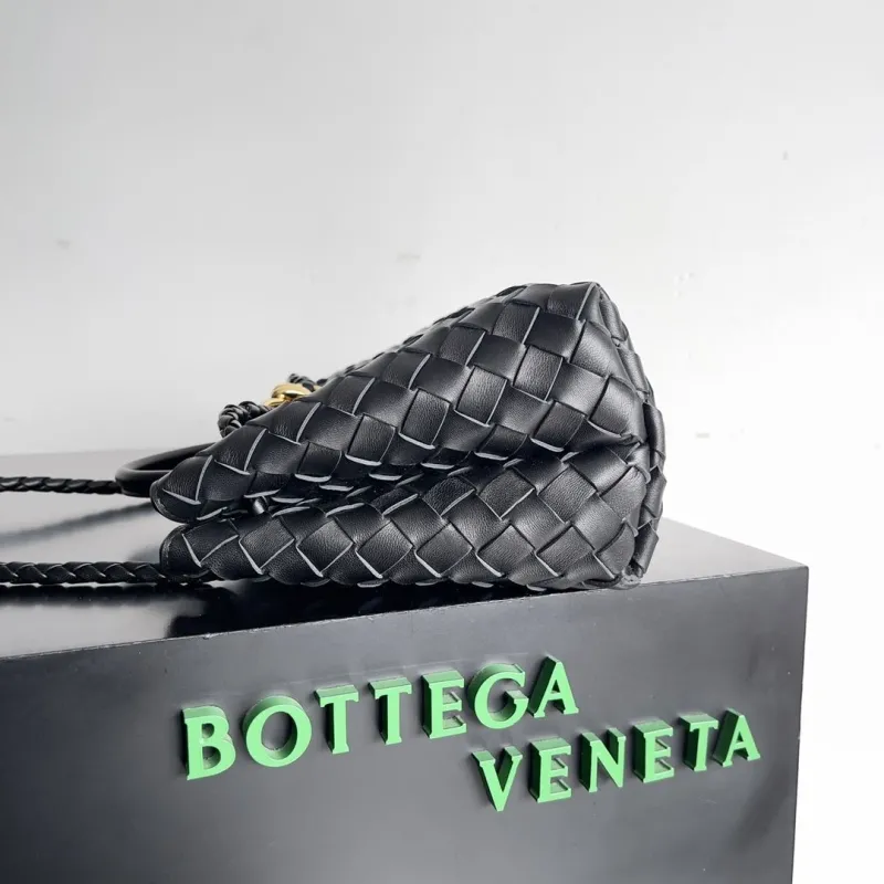 Alternative view of Bottega Veneta Black Woven Leather Top Handle Bag