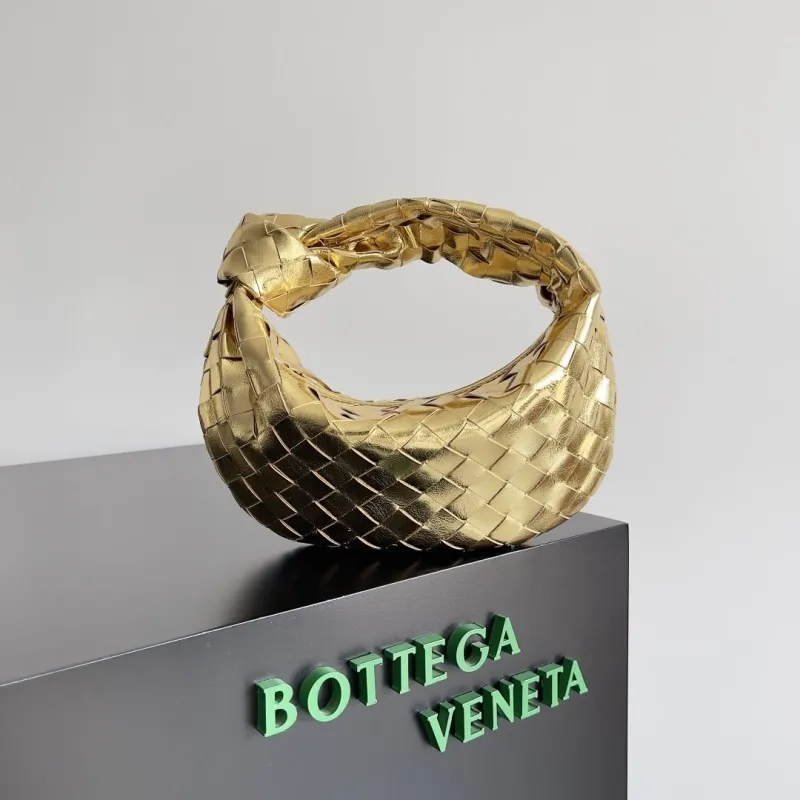 Bottega Veneta Gold Woven Mini Top Handle Bag