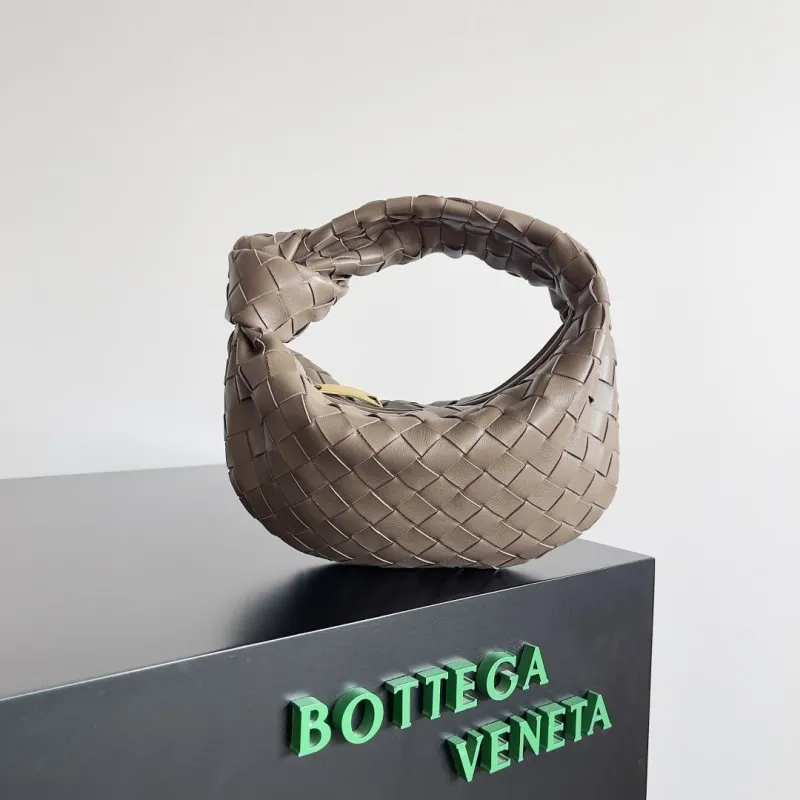 Bottega Veneta Taupe Woven Top Handle Bag
