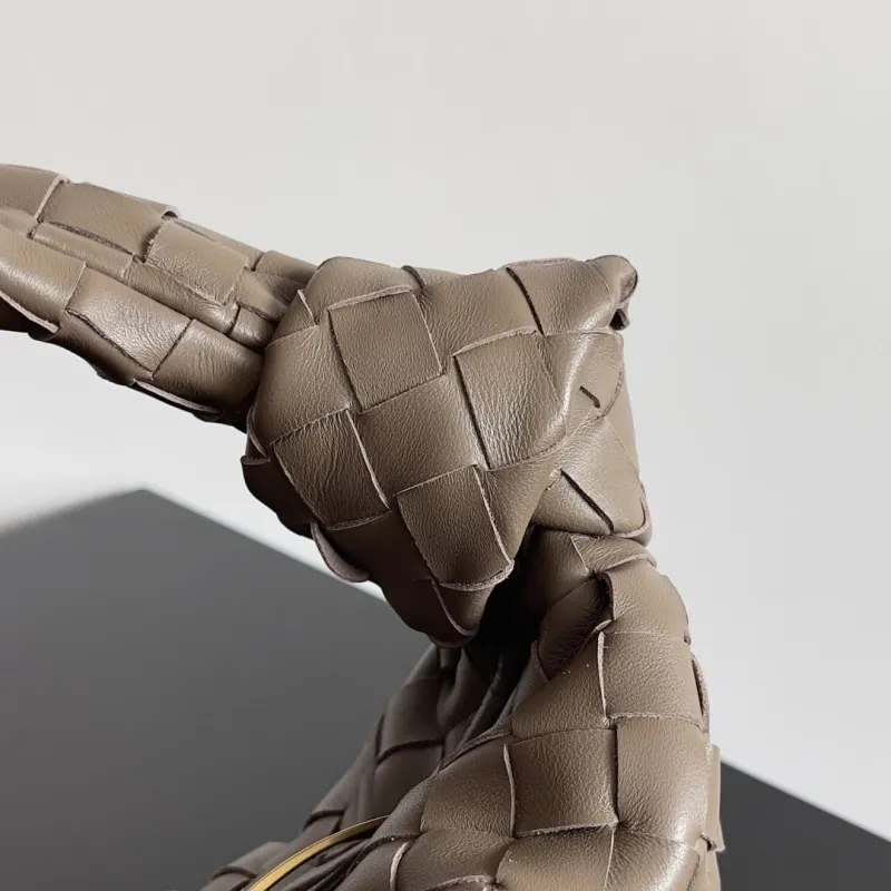 Bottega Veneta Taupe Woven Top Handle Bag - Image 4