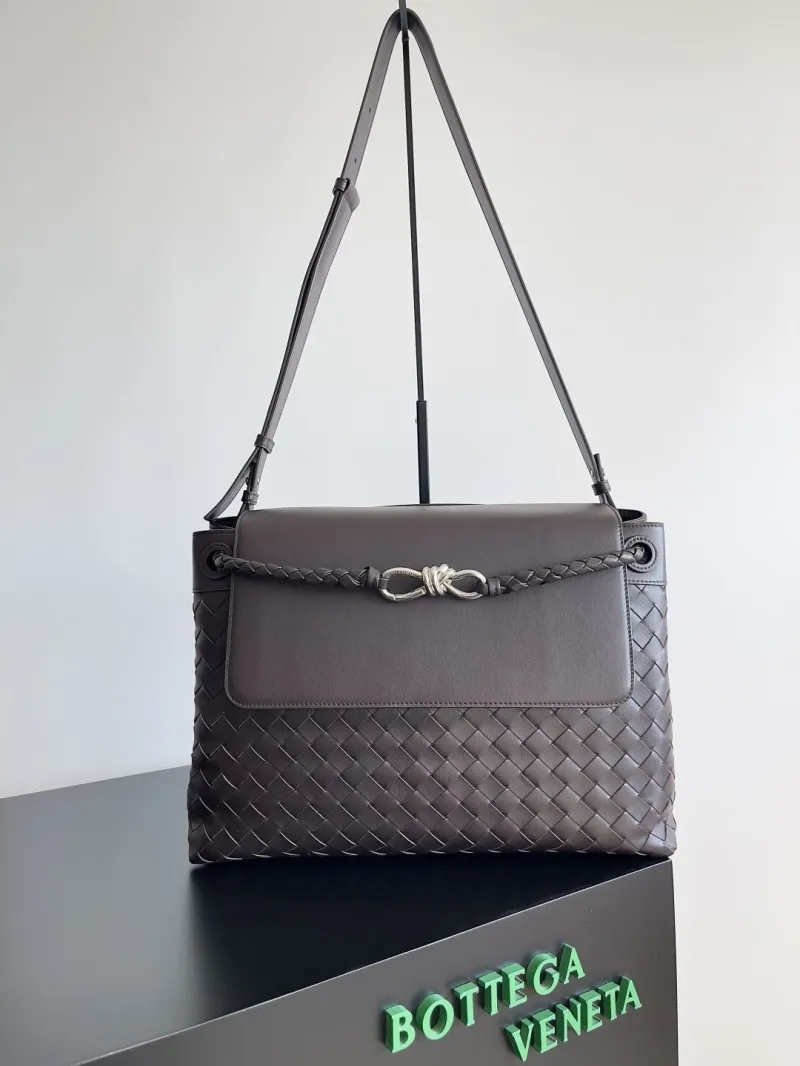 Bottega Veneta Dark Brown Intrecciato Top Handle Shoulder Bag 174