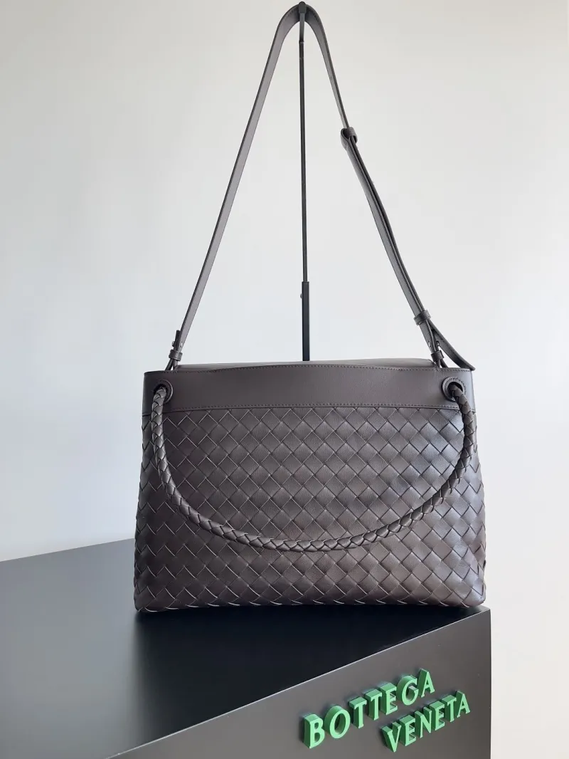 Bottega Veneta Dark Brown Intrecciato Top Handle Shoulder Bag 174 - Image 3