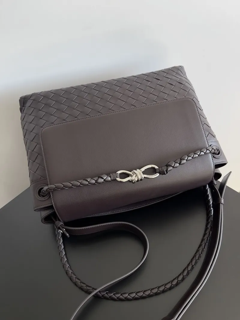 Bottega Veneta Dark Brown Intrecciato Top Handle Shoulder Bag 174 - Image 6