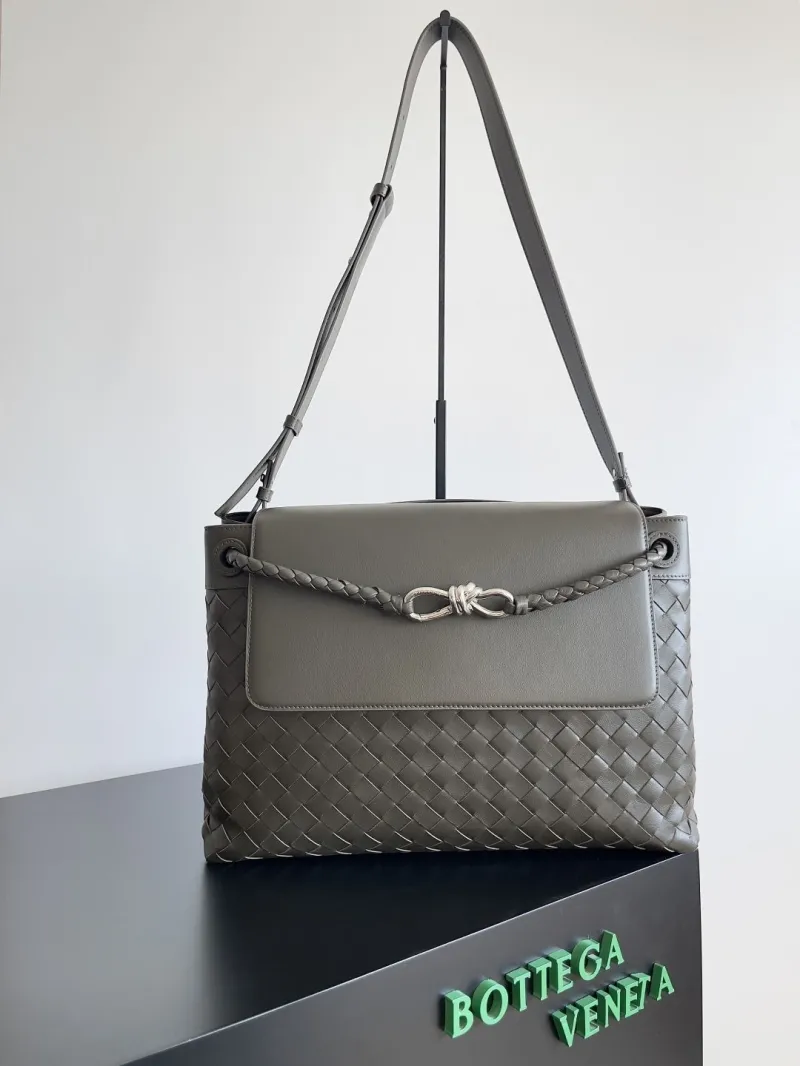 Bottega Veneta Gray Intrecciato Leather Shoulder Bag