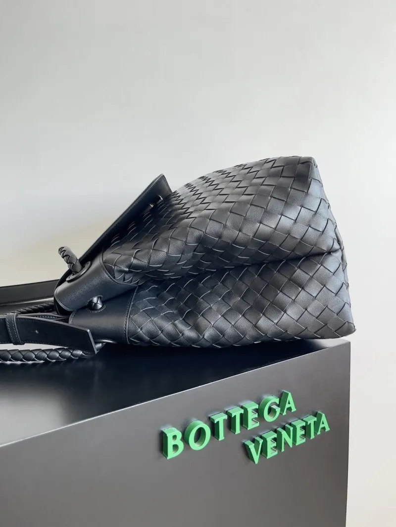 Alternative view of Bottega Veneta Black Woven Leather Shoulder Bag