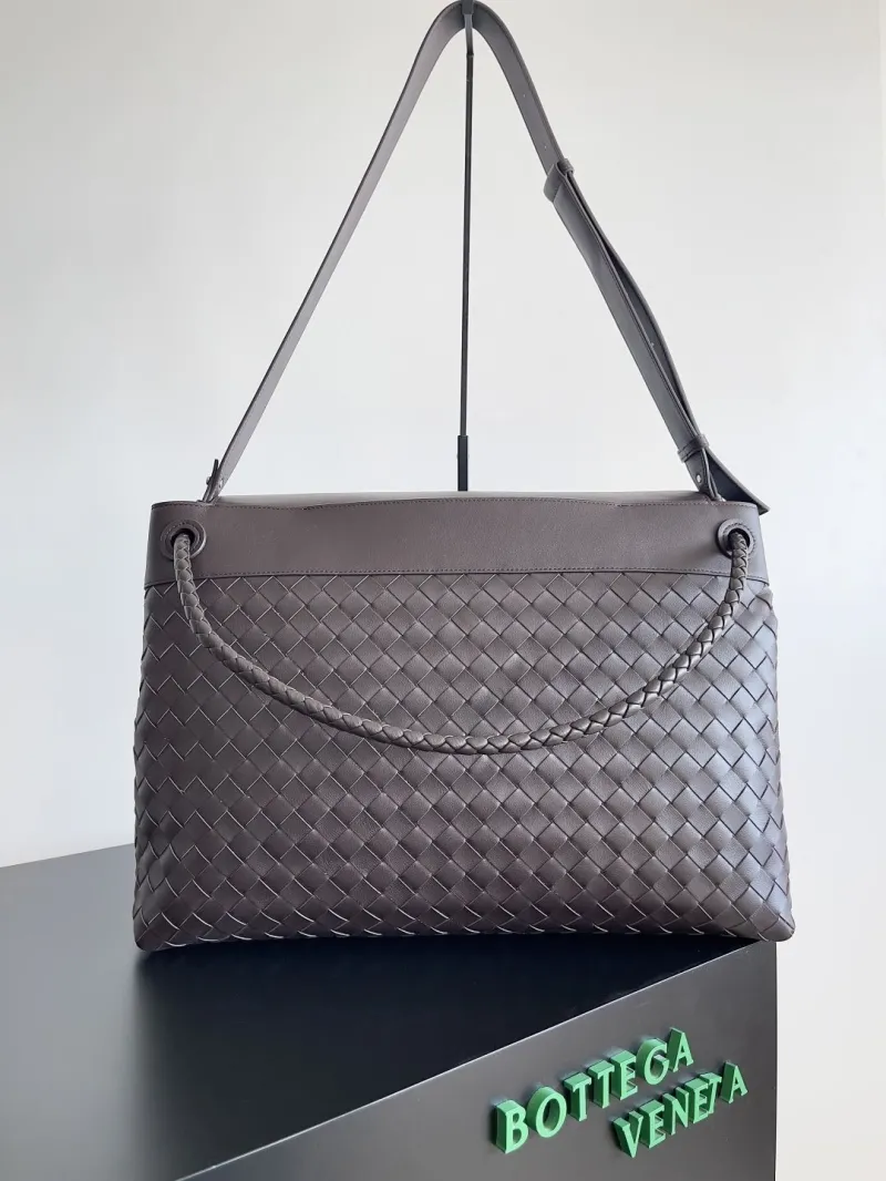 Bottega Veneta Dark Brown Intrecciato Leather Top Handle Shoulder Bag - Image 3
