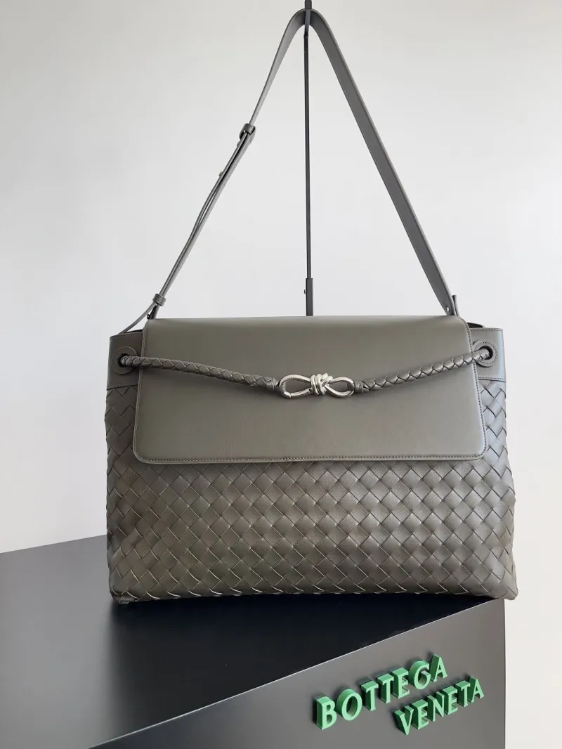 Bottega Veneta Gray Intreccio Top Handle Shoulder Bag
