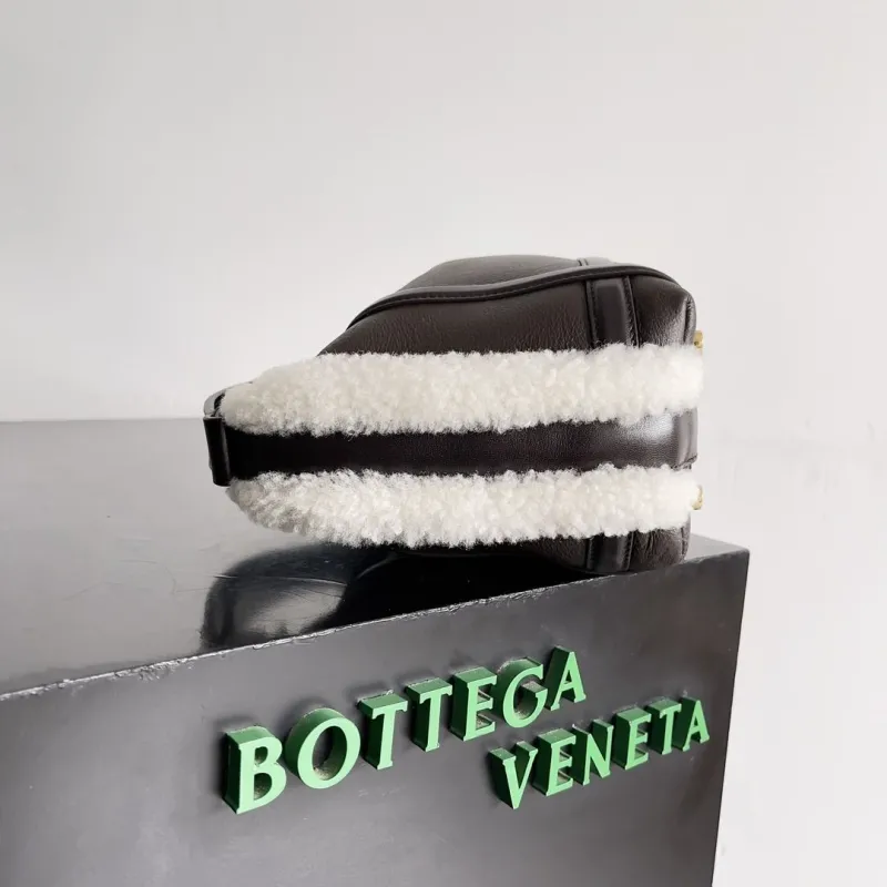 Bottega Veneta Dark Brown Shearling Top Handle Bag 180 - Image 3