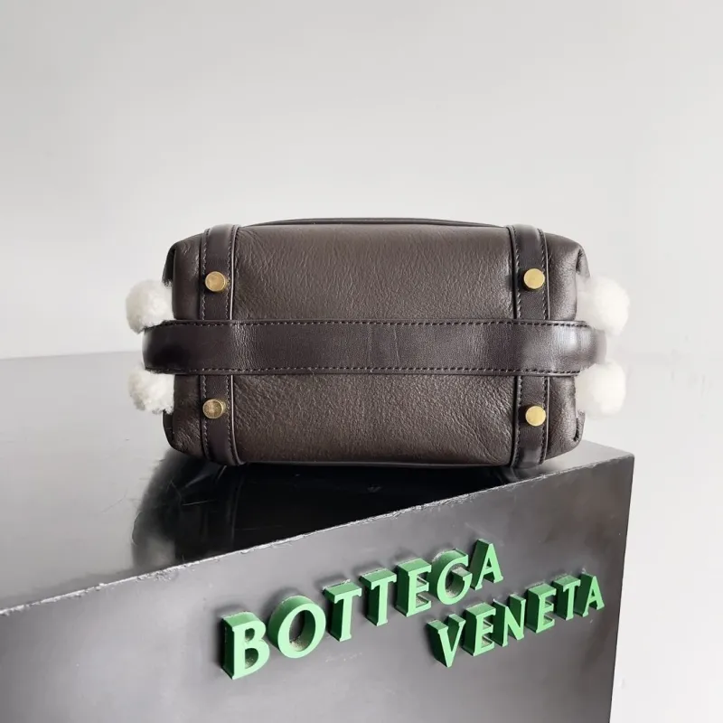 Bottega Veneta Dark Brown Shearling Top Handle Bag 180 - Image 4
