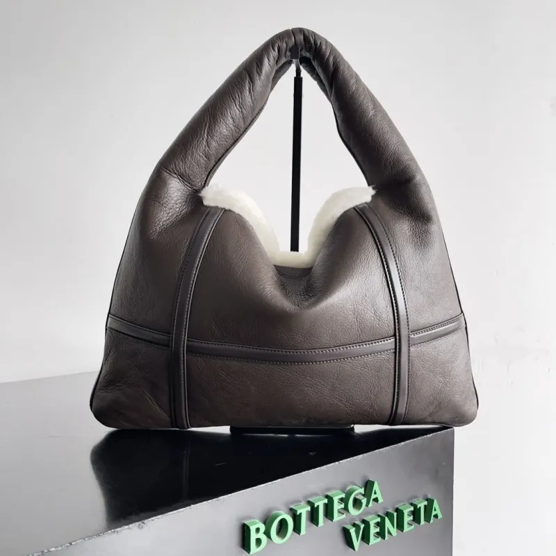 Bottega Veneta Dark Brown Fur Lined Top Handle Bag 181