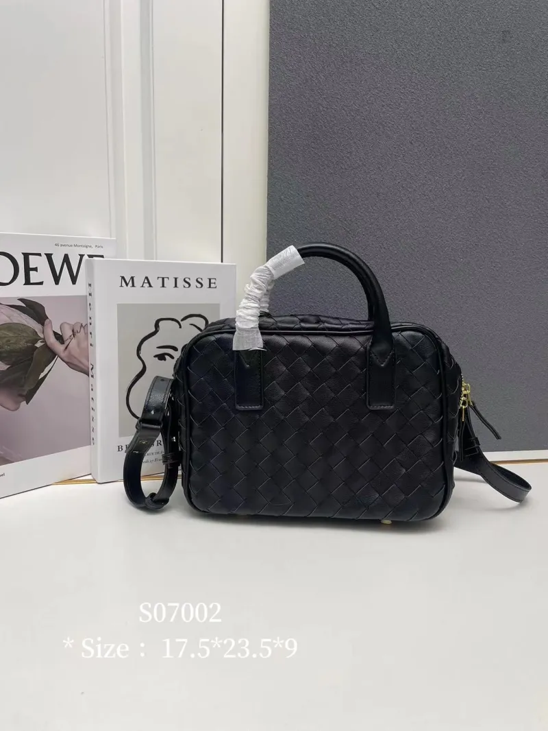 Alternative view of BV Black Woven Top Handle Crossbody Bag S07002 Size 17.5*23.5*9
