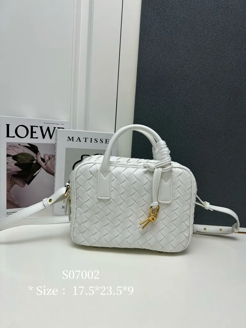 BV White Woven Top Handle Crossbody Bag S07002