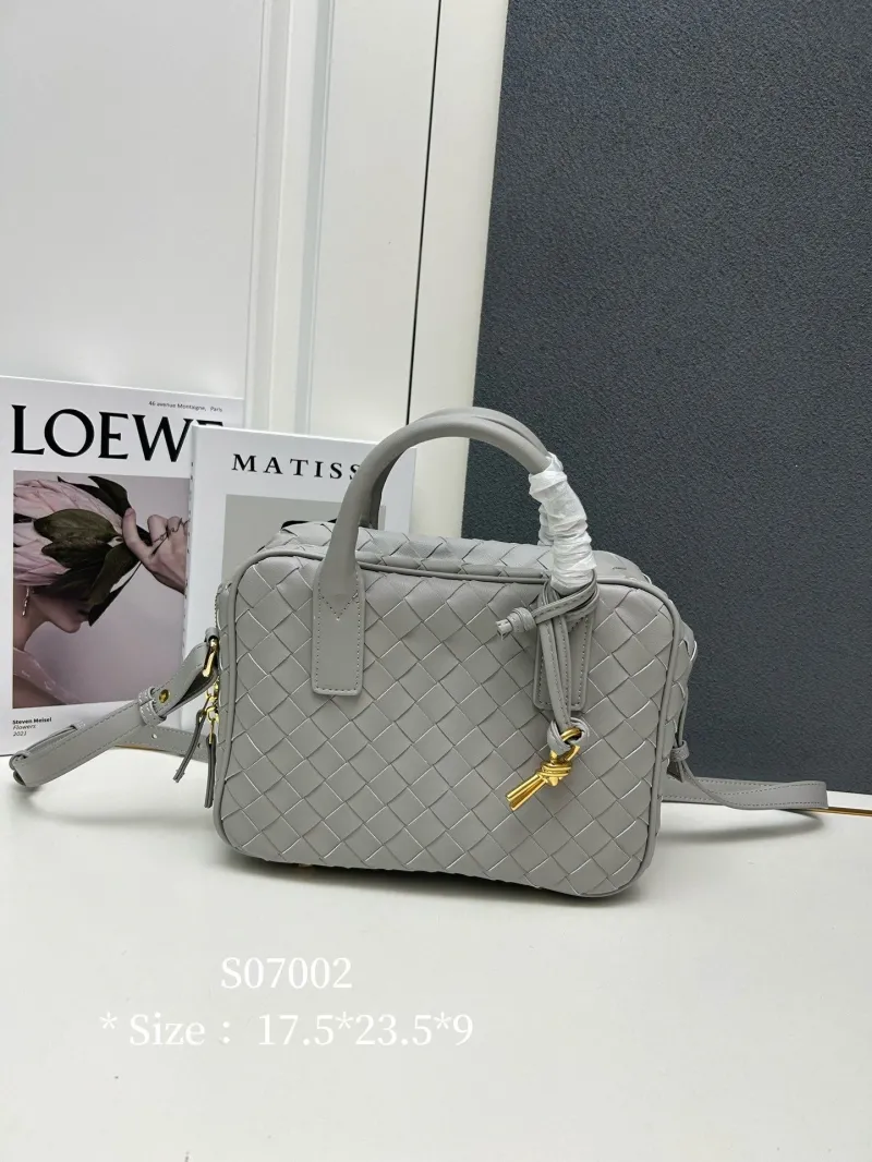 Gray BV Woven Crossbody Top Handle Bag S07002