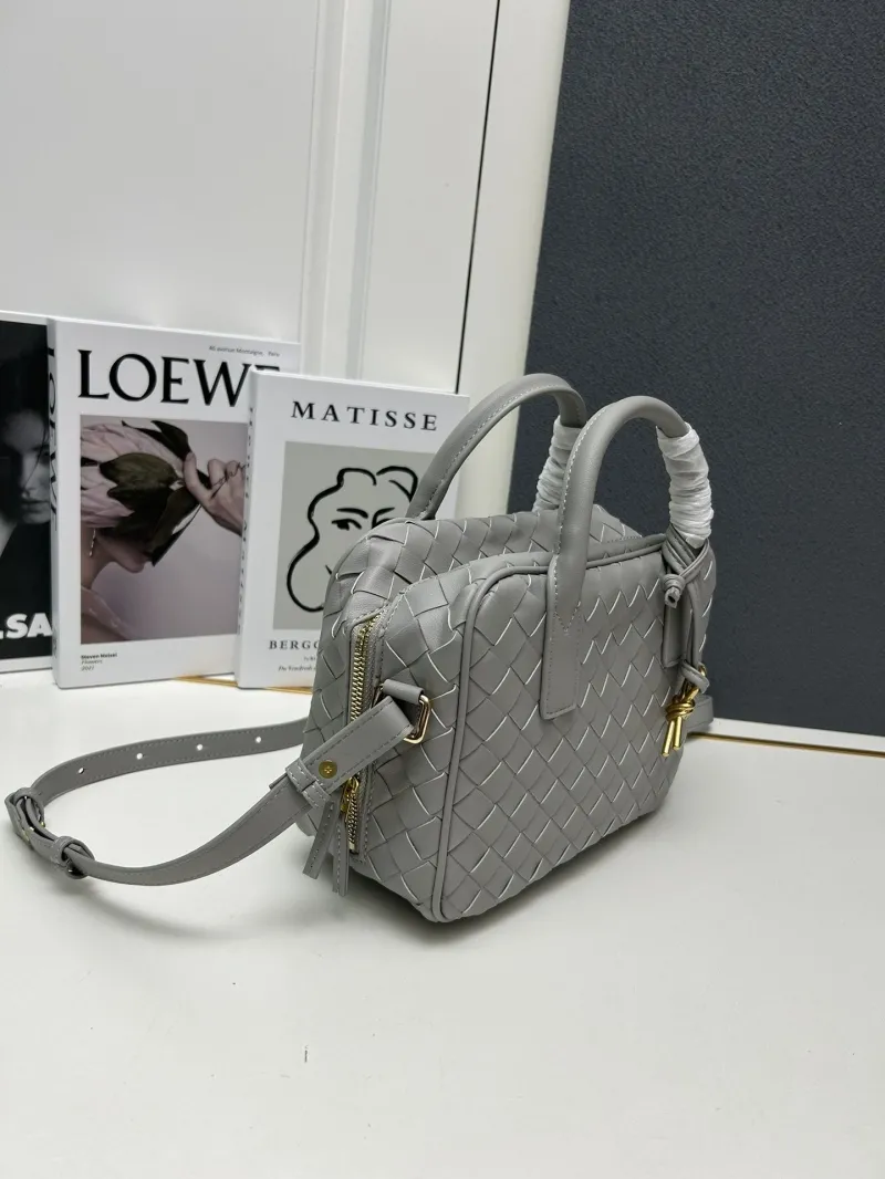 Gray BV Woven Crossbody Top Handle Bag S07002 - Image 3