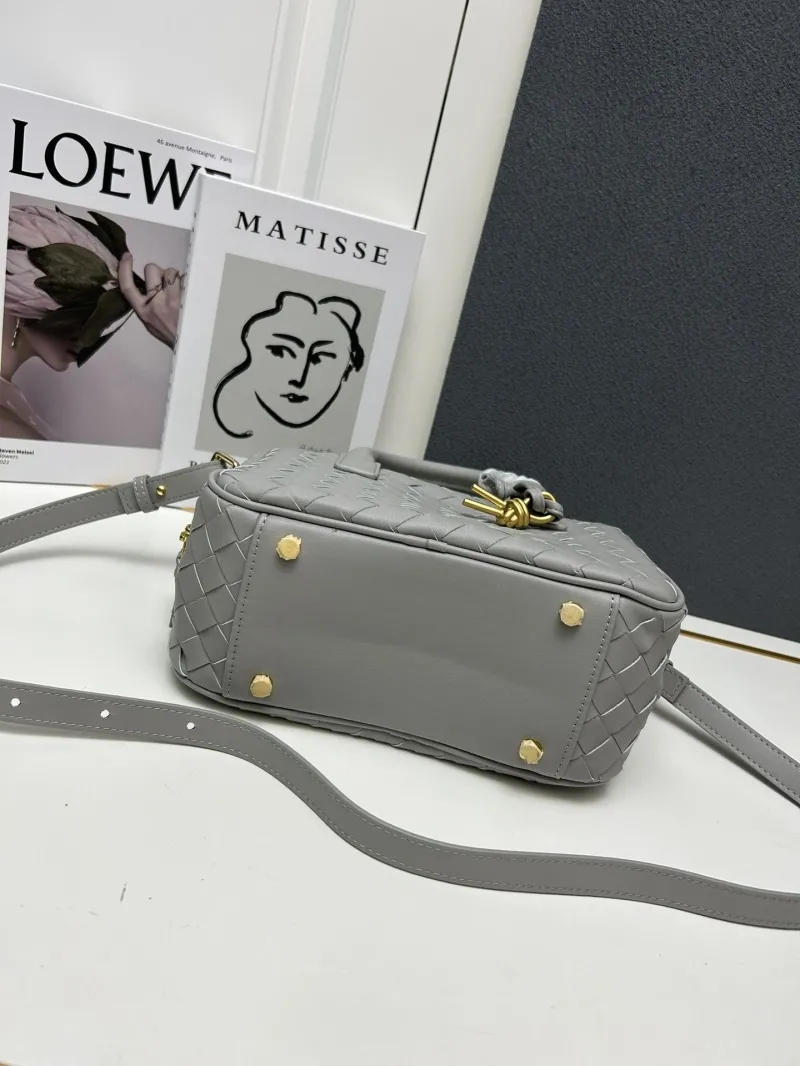 Gray BV Woven Crossbody Top Handle Bag S07002 - Image 4