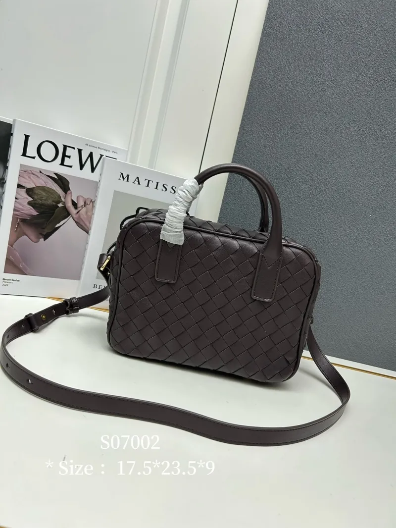 Alternative view of BV Dark Brown Woven Top Handle Crossbody Bag S07002