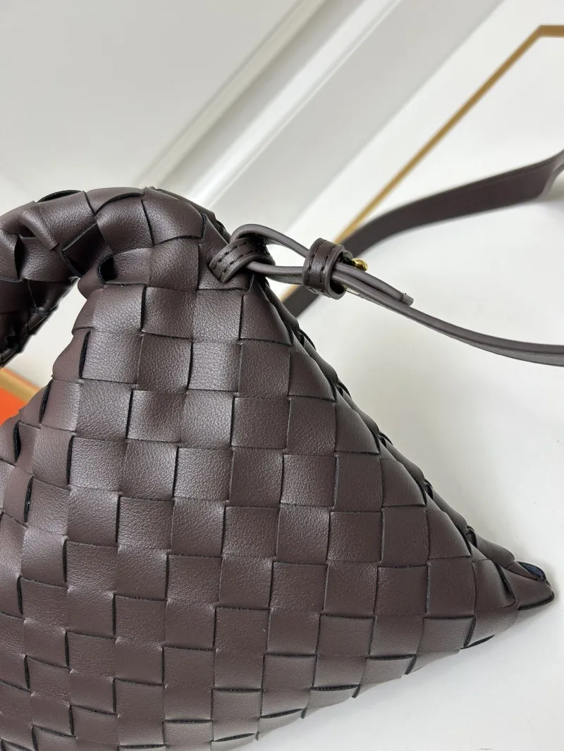 BV Dark Brown Woven Top Handle Crossbody Bag S07872 - Image 4