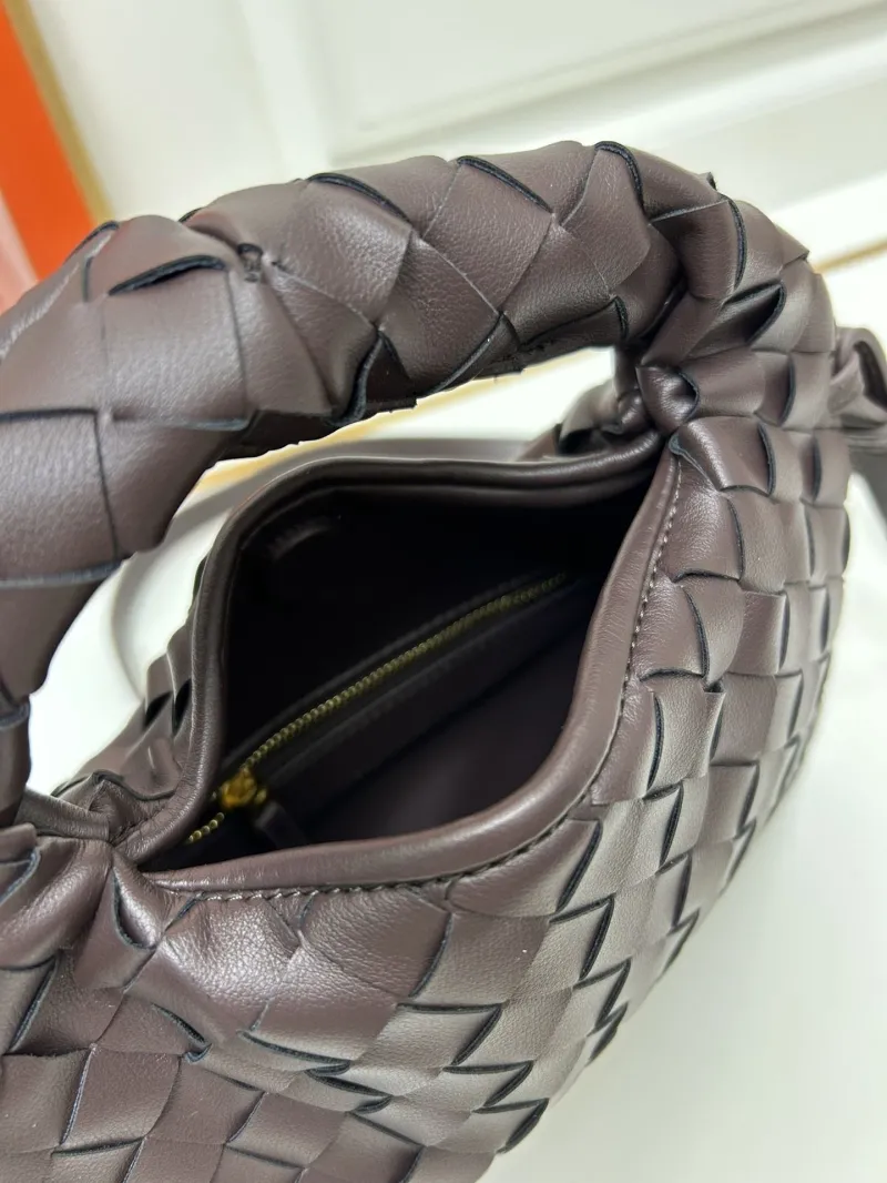 BV Dark Brown Woven Top Handle Crossbody Bag S07872 - Image 8