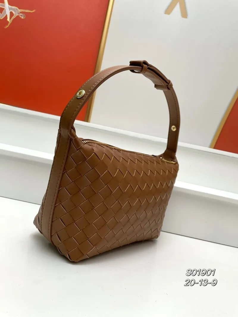 BV Brown Woven Top Handle Bag S01901