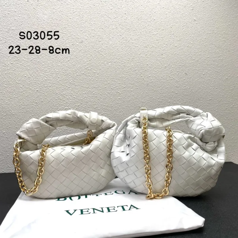 Bottega Veneta White Woven Top Handle Bag S03055