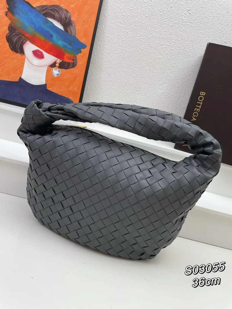 Alternative view of Bottega Dark Gray Woven Top Handle Bag S03055 36cm