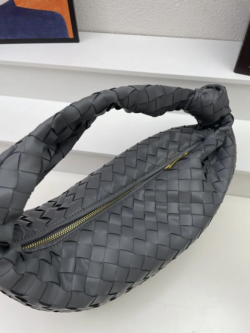 Bottega Dark Gray Woven Top Handle Bag S03055 36cm - Image 7