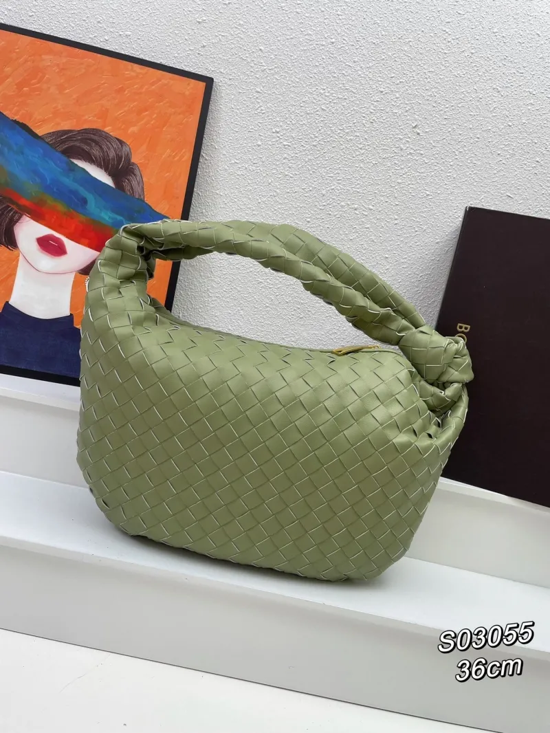 Bottega Veneta Olive Green Woven Top Handle Bag S03055 36cm