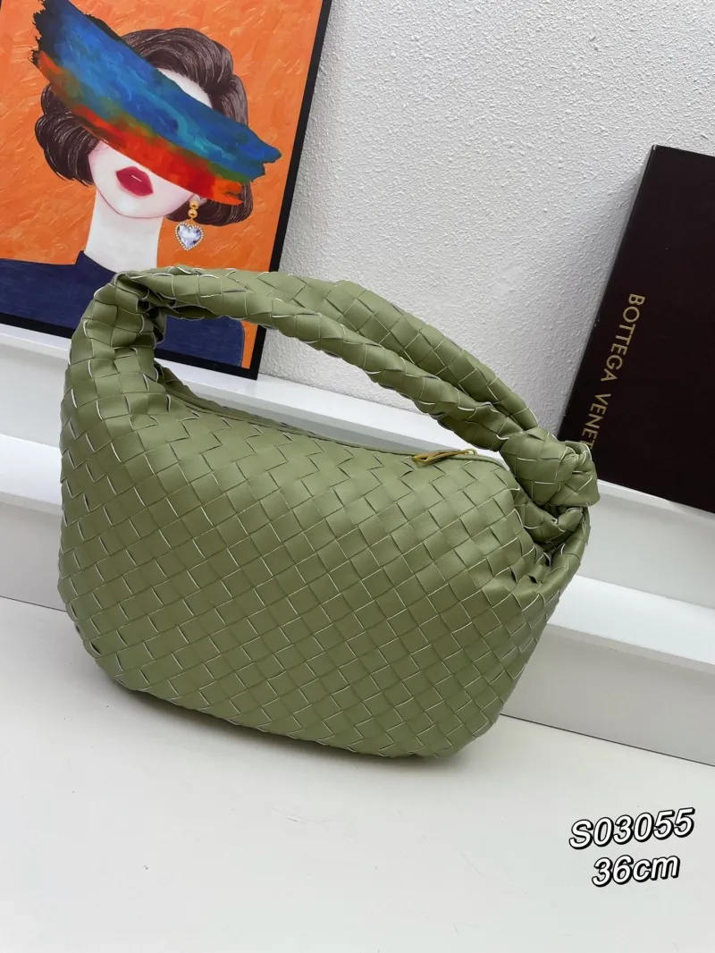 Alternative view of Bottega Veneta Olive Green Woven Top Handle Bag S03055 36cm