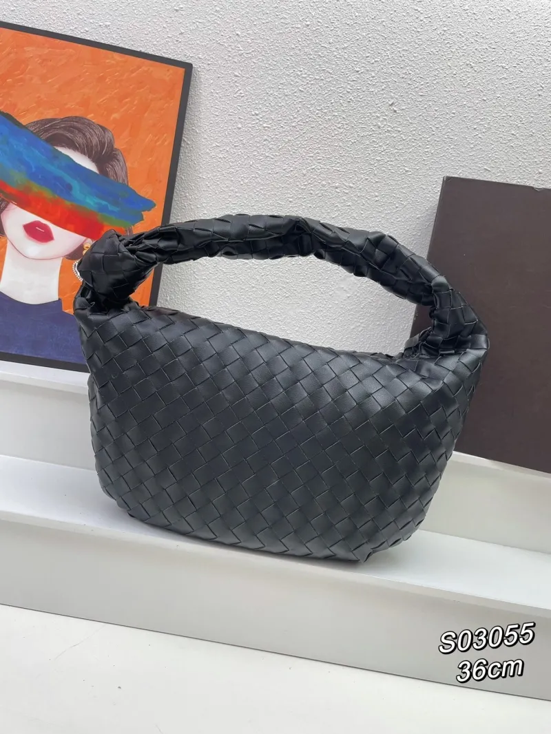 Bottega Veneta Black Woven Top Handle Bag S03055 36cm