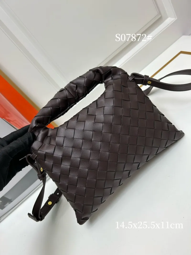 BV Dark Brown Woven Top Handle Crossbody Bag S07872 - Image 3