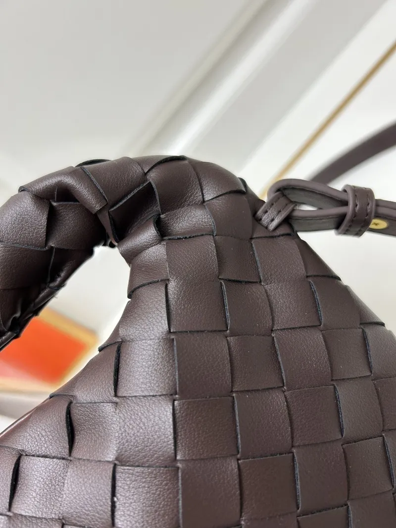 BV Dark Brown Woven Top Handle Crossbody Bag S07872 - Image 5