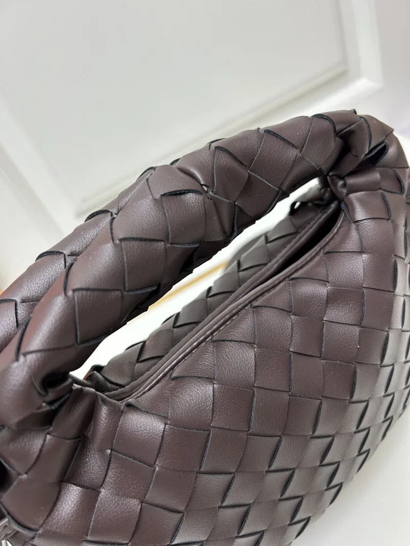 BV Dark Brown Woven Top Handle Crossbody Bag S07872 - Image 6