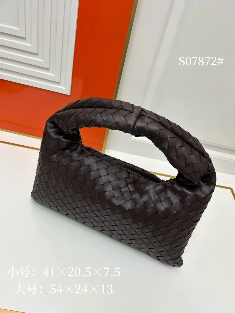 BV Dark Brown Woven Top Handle Bag S07872