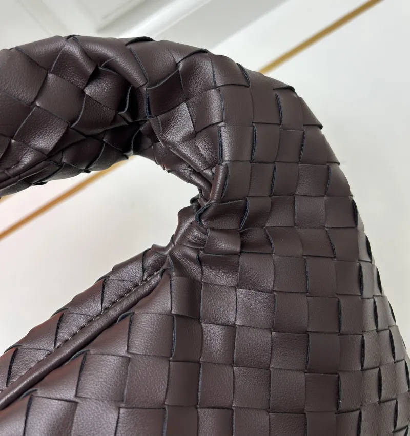 BV Dark Brown Woven Top Handle Bag S07872 - Image 5