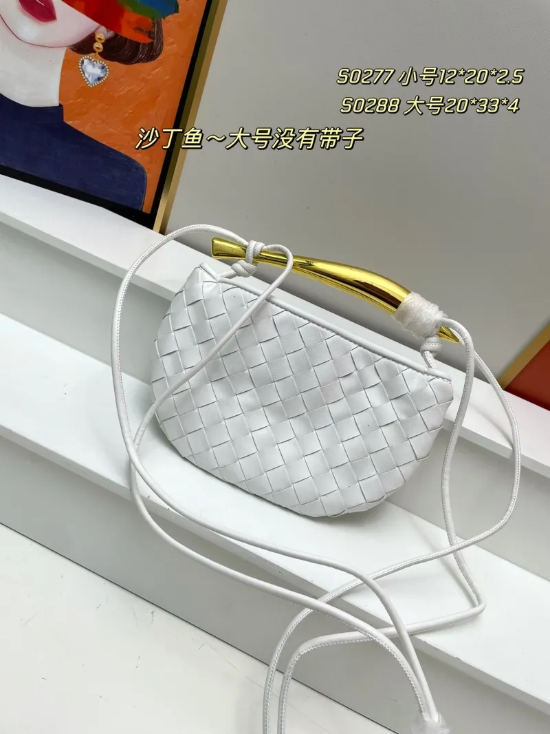 Alternative view of BV White Woven Sardine Top Handle Bag