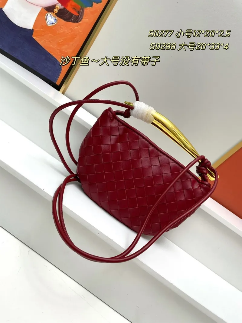 BV Red Woven Small Top Handle Bag S0277
