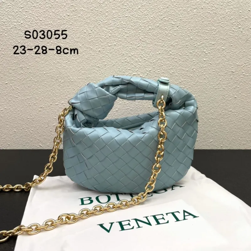 Alternative view of Bottega Veneta S03055 Light Blue Woven Top Handle Bag