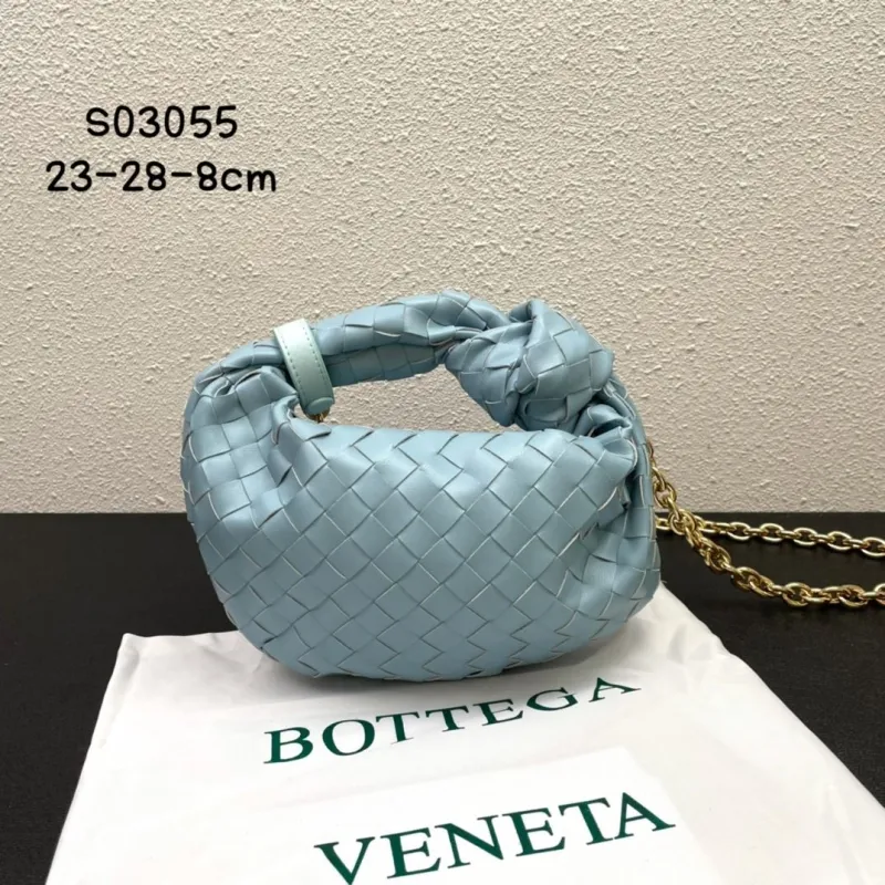 Bottega Veneta S03055 Light Blue Woven Top Handle Bag - Image 3