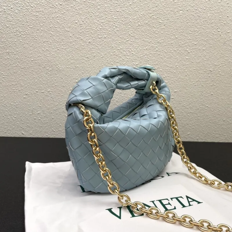 Bottega Veneta S03055 Light Blue Woven Top Handle Bag - Image 4