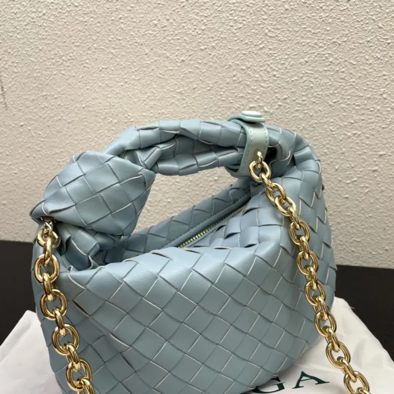 Bottega Veneta S03055 Light Blue Woven Top Handle Bag - Image 5