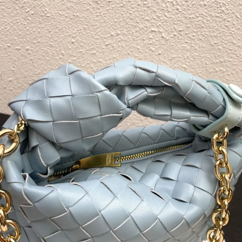 Bottega Veneta S03055 Light Blue Woven Top Handle Bag - Image 6
