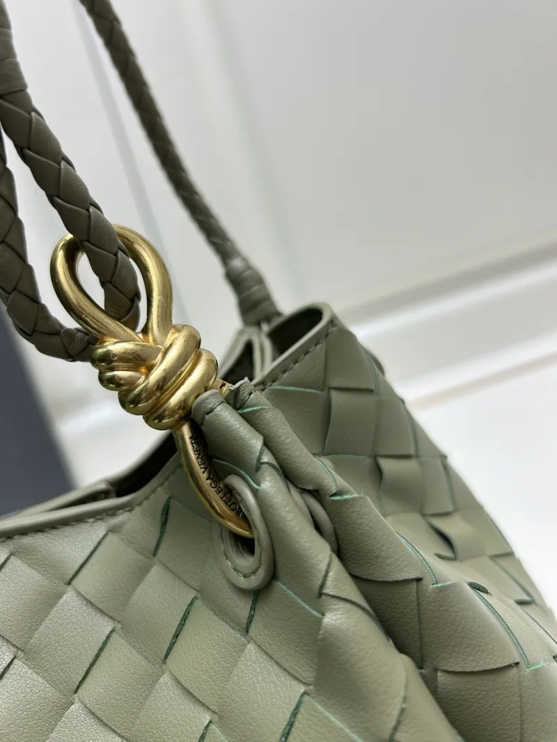 BV Olive Green Woven Leather Top Handle Bag S0211 - Image 4